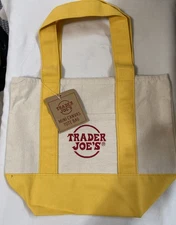 TRADER JOE’s Yellow Holiday Canvas Mini Tote Bag - NEW