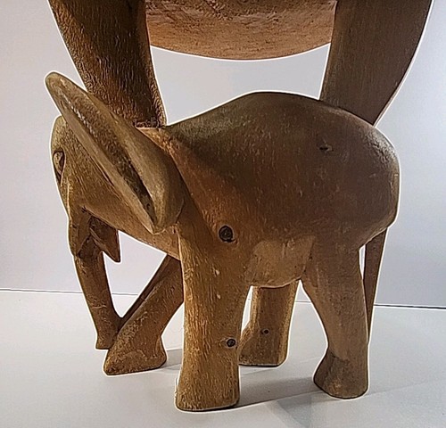 Hand-Carved Wooden Elephant Decorative Plant Stand - Picture 20 of 24