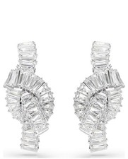 Image of Swarovski Matrix Earrings, Baguette Cut, Knot, White, Rhodium Plated 5727040