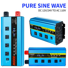 2000W 3000W 4000W DC 12V 24V to AC 110V Power Inverter Pure Sine Wave Converter