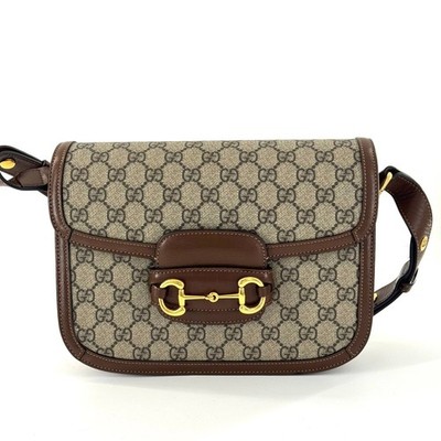 Gucci Horsebit 1955 Medium Shoulder Bag GG Supreme Canvas Leather Brown
