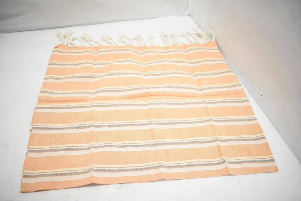 Juego de 2 toallas de mano PACT 100 % algodón orgánico melocotón rayas flecos baño Foto 4 de 4