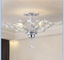 Image of Ganeed Vintage K9 Clear Crystal Chandeliers Ceiling Light Pendant Silver 4 Light