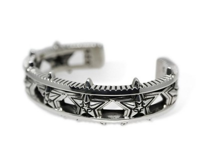 Cody Sanderson Navajo Sterling Silver 925 Barbed Star n Star Cuff