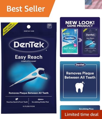 Dentek Complete Clean Floss Picks with Ergonomic Handle & Mint Flavor - 75 Count