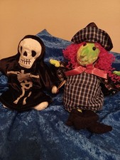 TY Beanie Baby Scary the Witch 10-25-00 AND Creepers the Skeleton 10-18-00