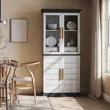 72" Tall Kitchen Pantry, Large Storage Cabinet W/ Doors & Shelves