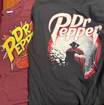 Dr Pepper Vampire Dracula T-Shirt L Black Ultra RARE Mail away  2017 + Maroon T