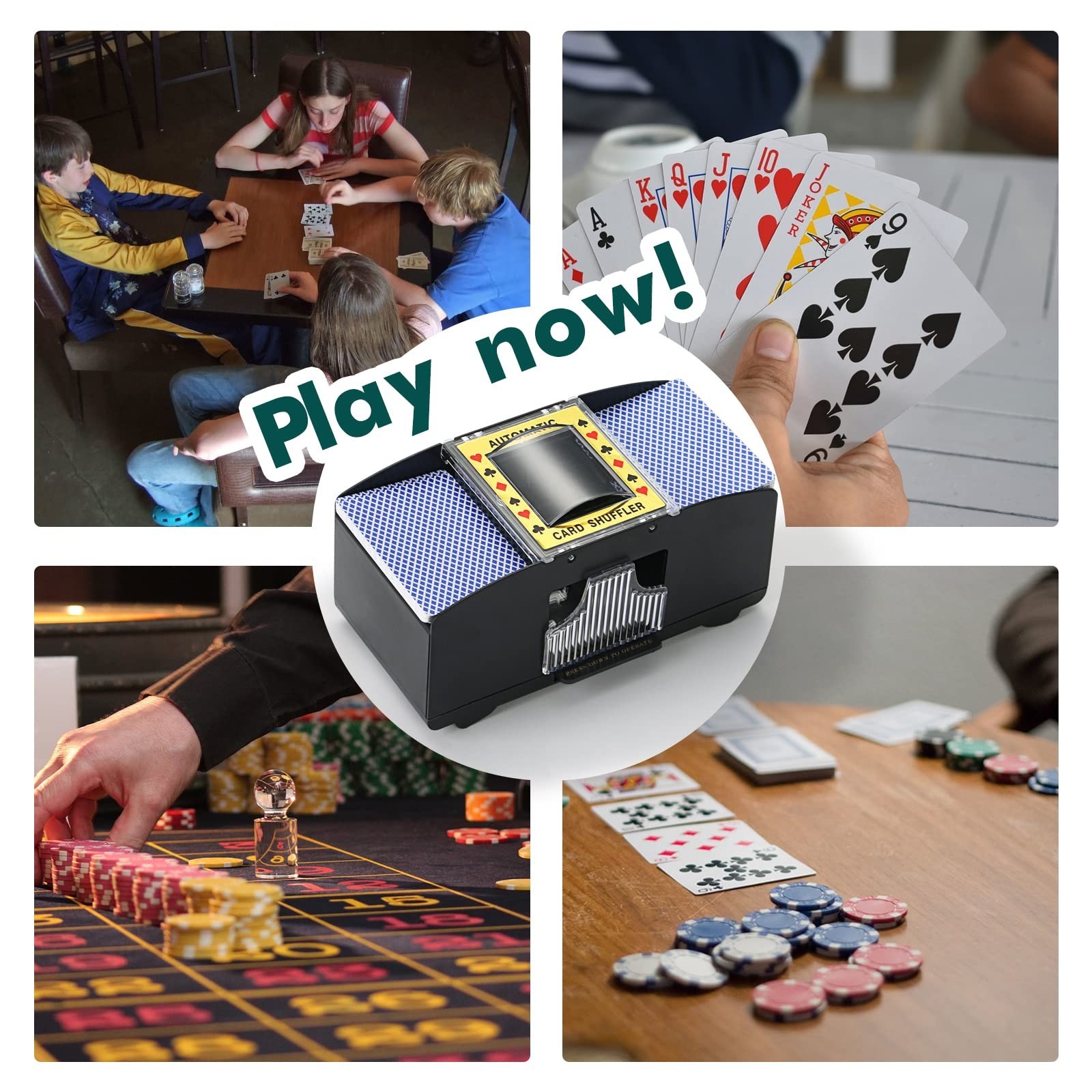 Mélangeur de cartes automatique en plastique noir pour 2 jeux de poker