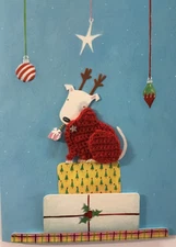 Papyrus- Christmas- Handmade- Dog In Sweater- Embellishments, Foil Accents