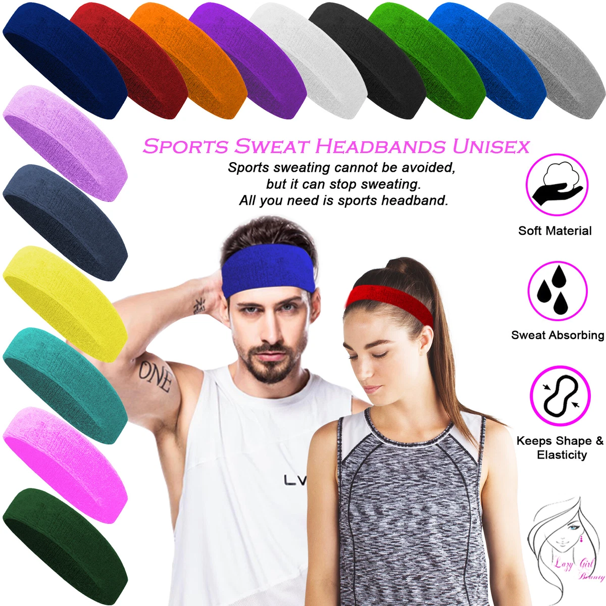 SPORTKIND Adults & Children Tennis/Fitness/Running Headband, Light Blue