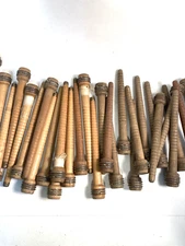 Wood Bobbins Spools Industrial Style Spindles 8" and 8.75" Wooden Quills Lot-30