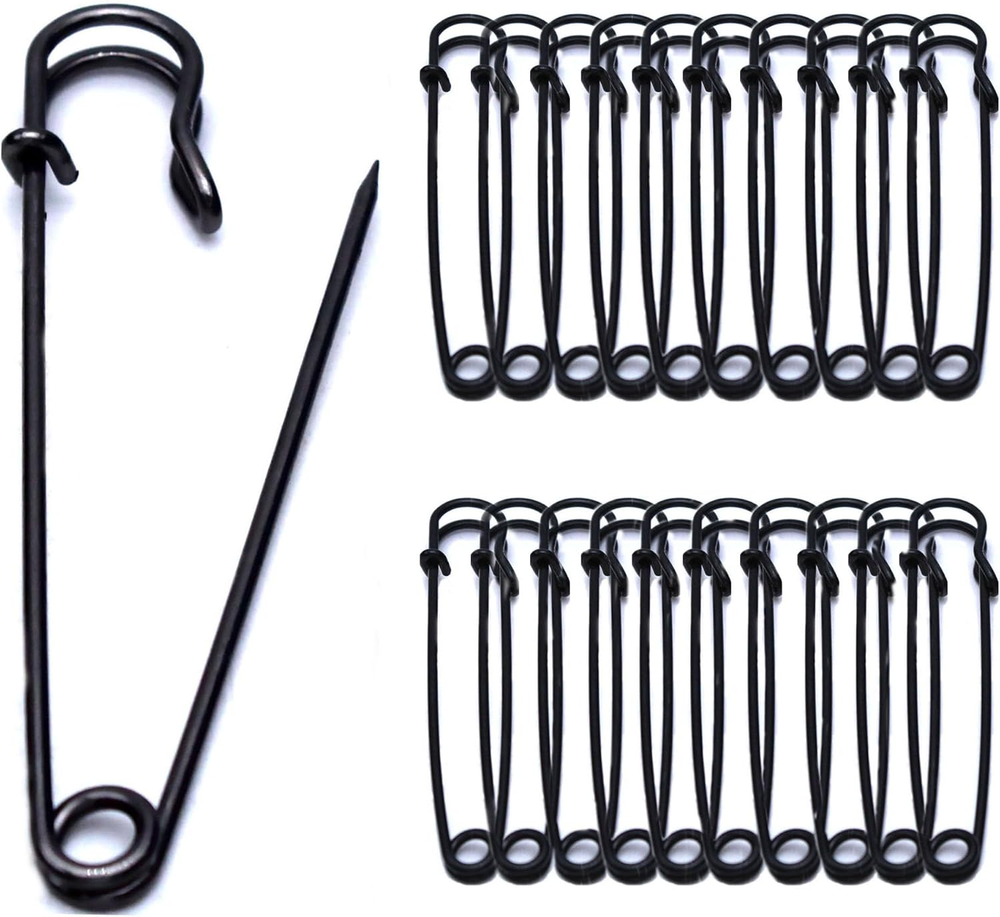 4-Inch Large Safety Pins for Clothing - Pack of 20