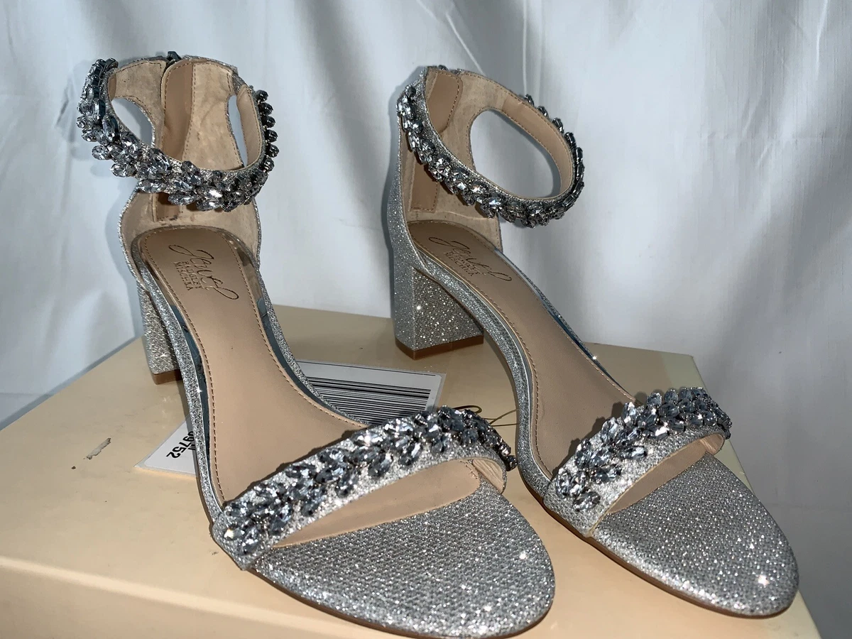 JEWEL BADGLEY MISCHKA Bronwen Sandal Heels Women s US 8 Silver