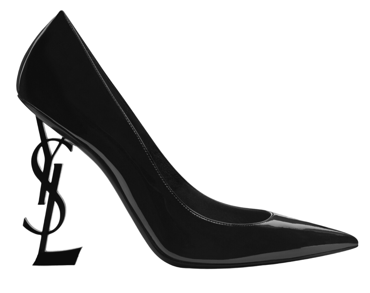 Pompa tacco punta a punta Saint Laurent Opyum 110 in pelle verniciata nera YSL 35 5