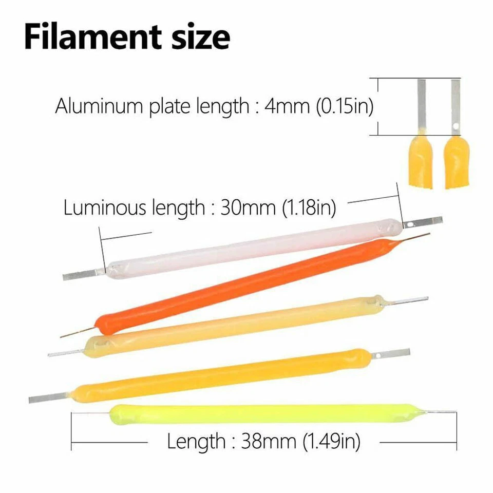 10/20/30pcs 3V LED Filament Lamp Lights 38mm For Edison Bulbs Home DIY Light USA - Image 3 of 4