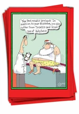 B1874 Set of 12 Santa Doctor Visit Humor Christmas Greeting Cards /Envelopes