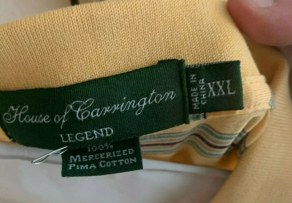 House Of Carrington Men's Collared Quarter Button Yellow Polo Golf Shirt - Image 2 of 2