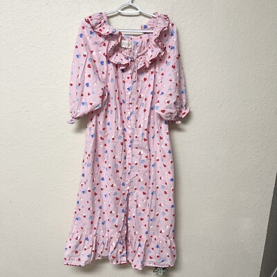 PrintFresh Pencil & Paper Co Midi Heartbreaker Pink Dress Womens Size M Buttoned