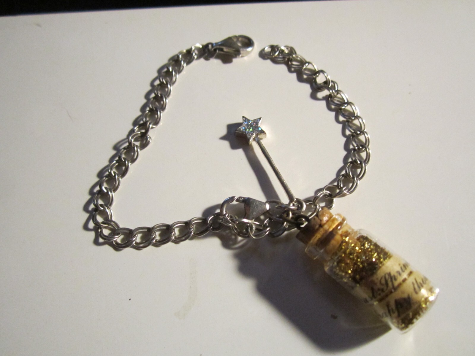 STERLING SILVER CHARM BRACELET WITH PIXIE DUST CH… - image 2