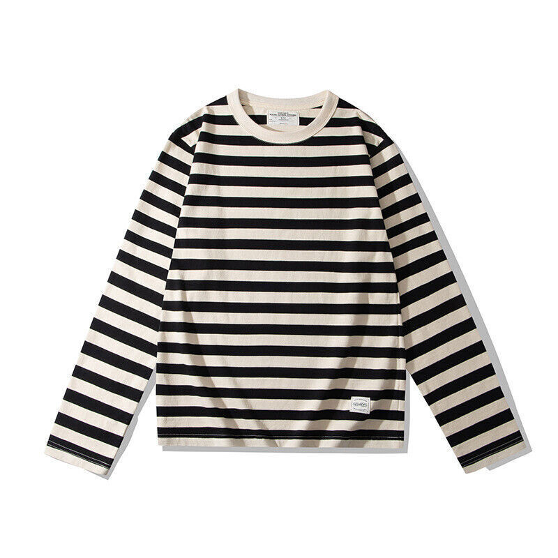 Camisas clásicas de algodón naval francés para hombre Camisetas de marinero a rayas de manga larga