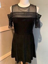 Topshop Black Velvet & Lace Dress Size 10