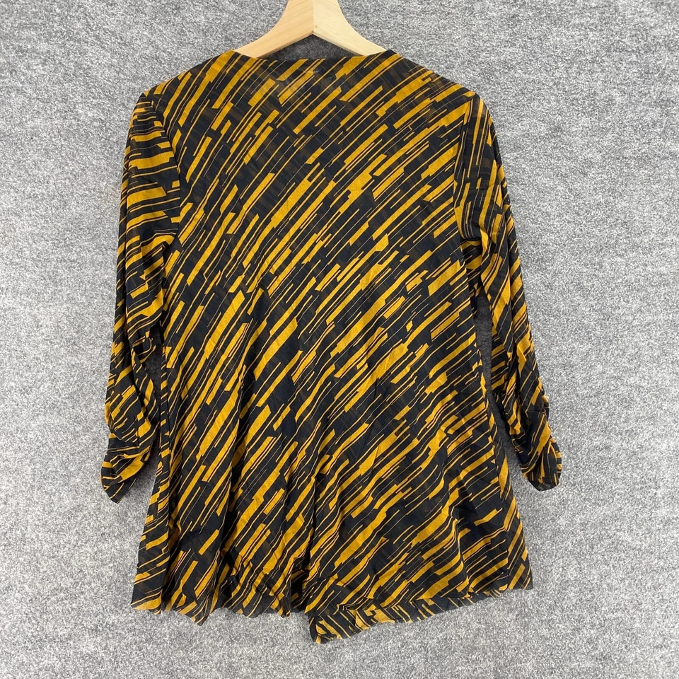 Blusa Alfani Mujer M Mediana Negra Rayas Cuello en V Manga Larga Pullover Informal Foto 2 de 4