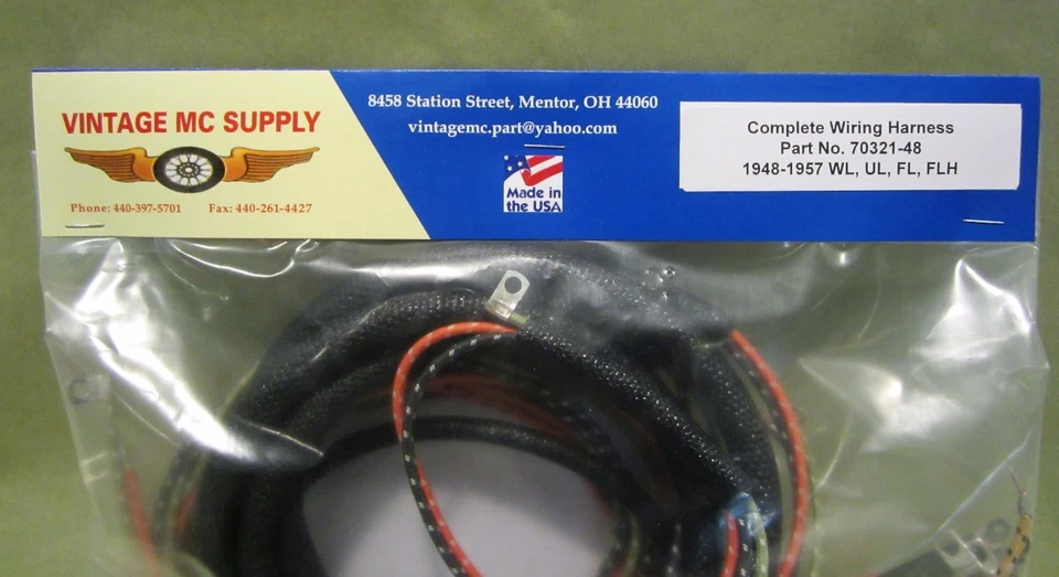 Kit completo de arnés de cableado Harley Davidson 1948-1957 WL, UL, FLH Foto 3 de 4