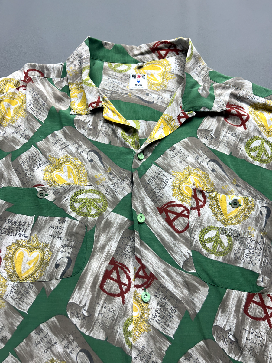 Chemise Vintage Moschino Jeans - Taille L, Coton, Motif Géométrique - Occasion Très Bon état