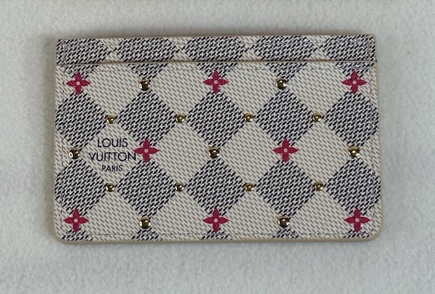 Louis Vuitton Damier Azur Studded Flower Card Holder N64613 Box