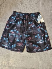 Burnside Boardshorts Mens S Swim Trunks Mesh Lined Blue Tropical Teal Palms