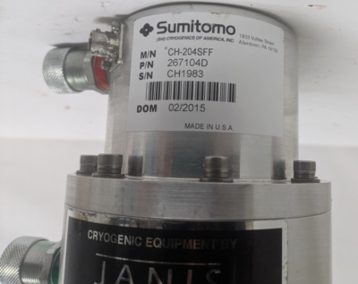 Cryogenic Cryocooler Equipment Sumitomo CH-204SFF 267104D Cryogenic Cryocooler Equipment Sumitomo CH-204SFF 267104D