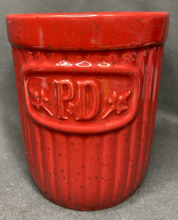 Paula Deen Utensil Holder Crock Jar Pottery Stoneware Dark Red Burgundy