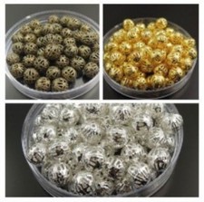 6mm - 14mm Round Ball Beads Hollowed Bracelet Pendant Making Charm Iron Crafts