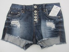 NWOT rue 21 Distressed Jean Shorts 5 Button Fly High Waisted Size 0