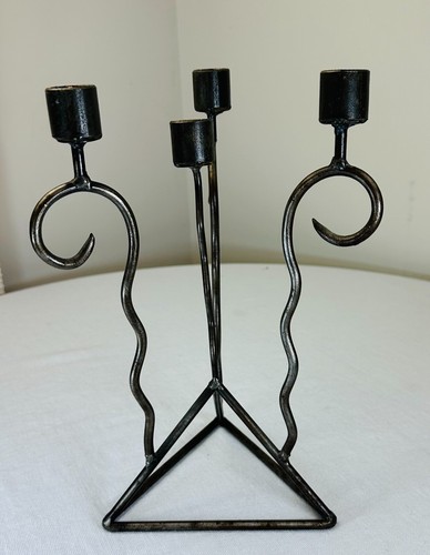 Iron Mid Century Modern 4 Taper Candle Holder Candelabra 11.5"H EUC - Picture 6 of 8