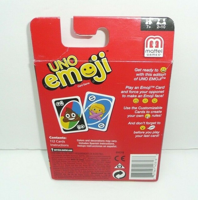 UNO Emoji Card Game Emojis Includes Special Rule 4 Extra Cards Decks