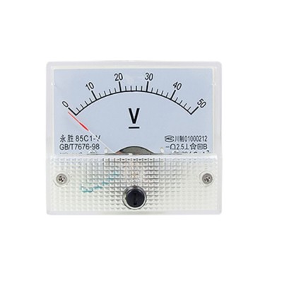 1Stks DC 50V Analog Panel Volt Voltage Meter Voltmeter Gauge 85C1 White 0-50V DC