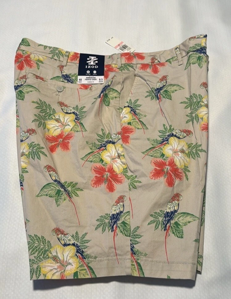 Izod Shorts Mens 40 Tan Floral