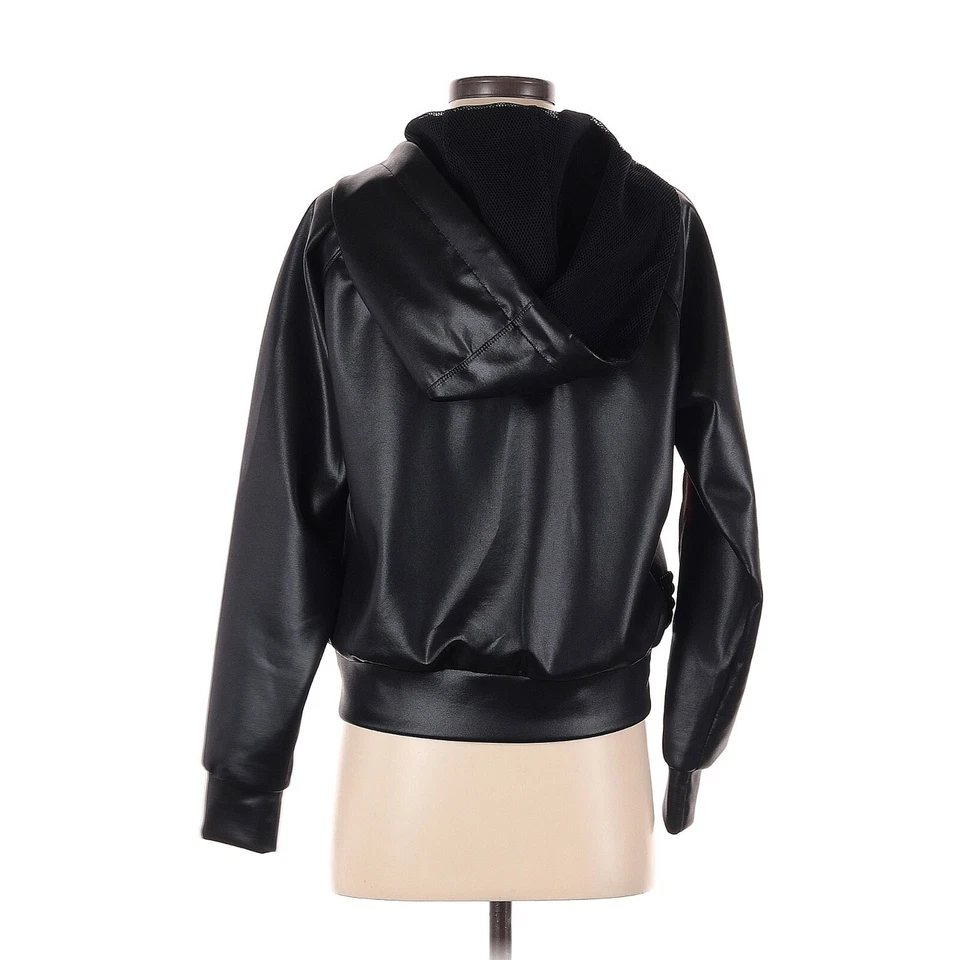 No Ka'Oi Sequin Hoodie Faux Leather Trim Pullover Athleisure Top 00 - Image 3 of 4
