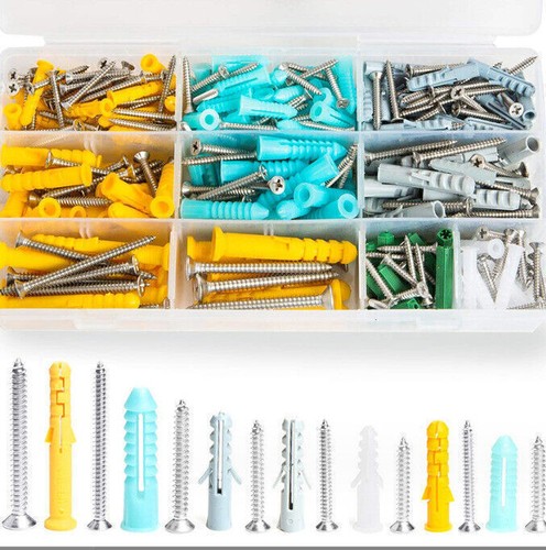 482x Wall Plug Assorted Raw Rawl Plugs With Tapping Screws Set M3.5 M4.2 M5 M6.