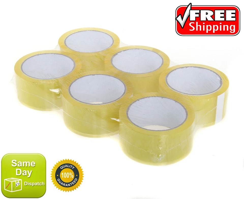 CLEAR SELLOTAPE SELLO PARCEL STRONG TAPE MULTILISTING 12 6 24 36 48mm 50m BOX 2"
