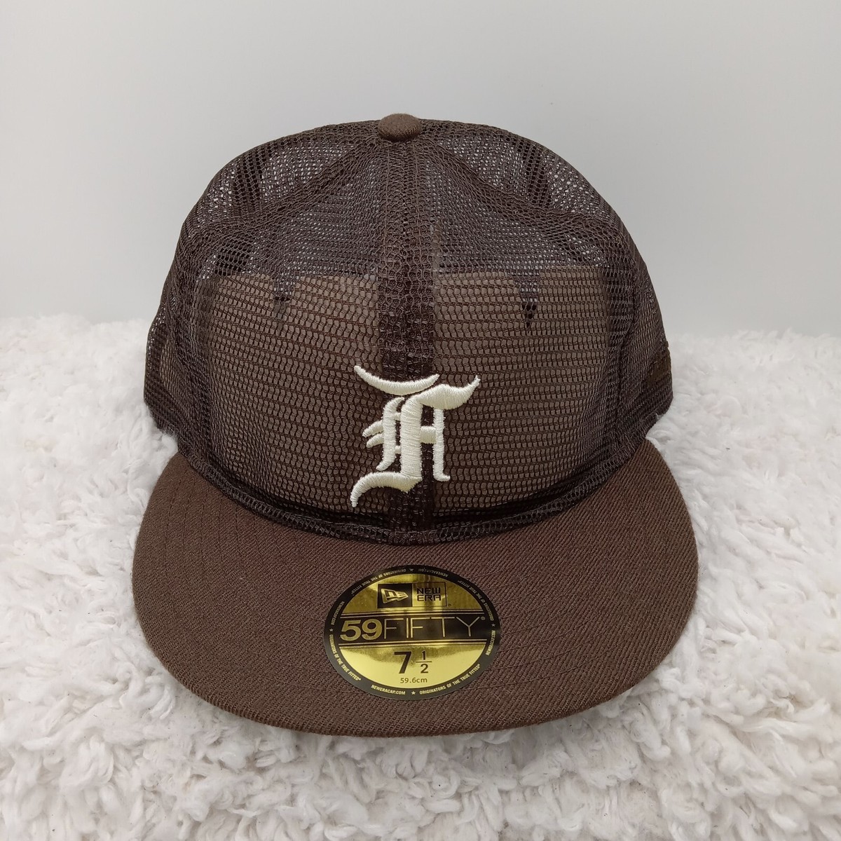 New Era x Fear of God Hat Size 7 1/2 7.5 Brown Mesh 59FIFTY