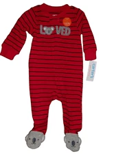 Baby Footed Bodysuit by Carters Size 6M NEW Koala Bears, Stripes, Loved, Zips