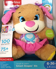 NIB Fisher-Price Laugh Learn Smart Stages Sis Puppy Toy Pink Plush