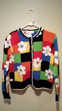 Vintage Tacky Patchwork Cardigan Sweater - Susan Bristol - Petite Small PS