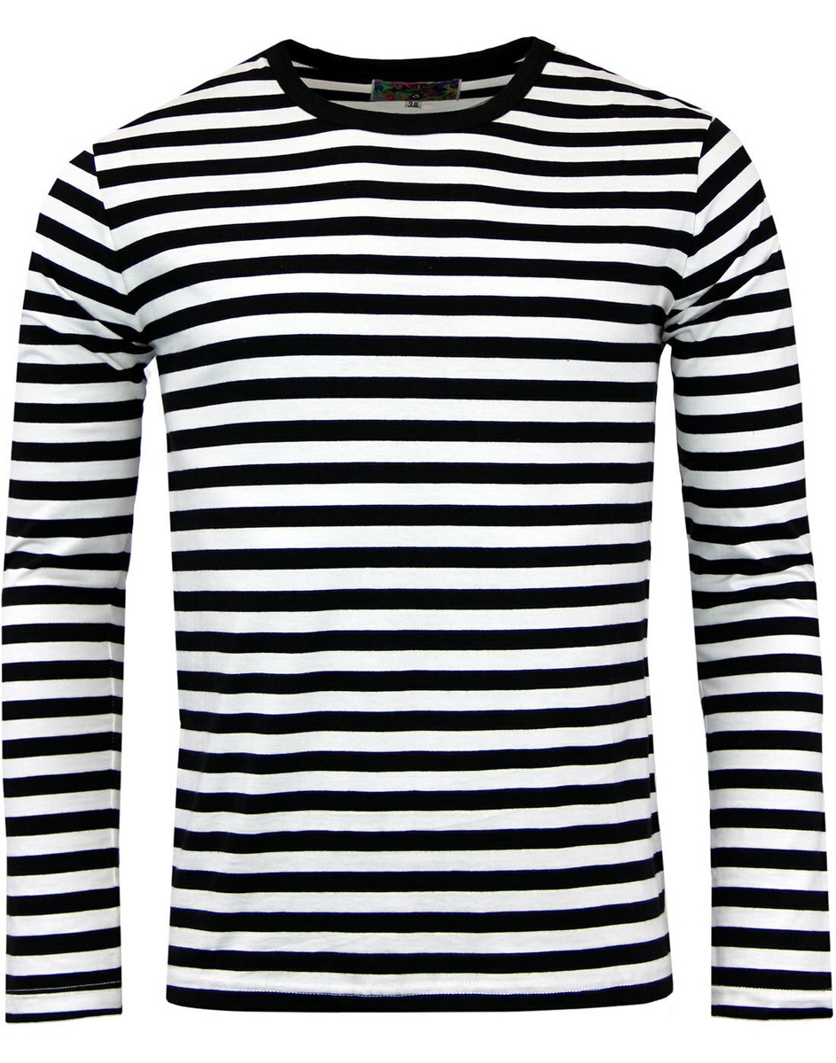 NEW MADCAP MOD RETRO 60s MENS STRIPED T-SHIRT Tee LONG SLEEVE