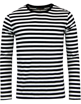 NEW MADCAP MOD RETRO 60s MENS STRIPED T-SHIRT Tee LONG SLEEVE