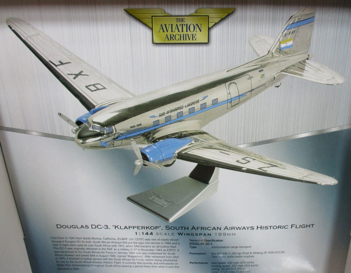 航空機・ヘリコプター Corgi AA31704 Modell Flugzeug Corgi DC3 Klapperkop South African Airway Historic 100 Year Flight