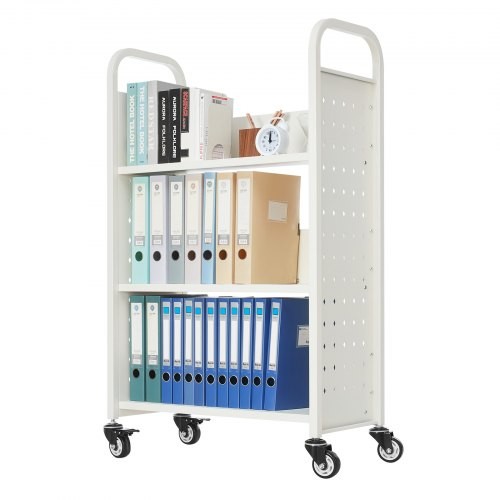 Rolling Library Book Cart, 330 lbs Capacity, 30.3 x 15 x 48.0-Inch Library Cart,